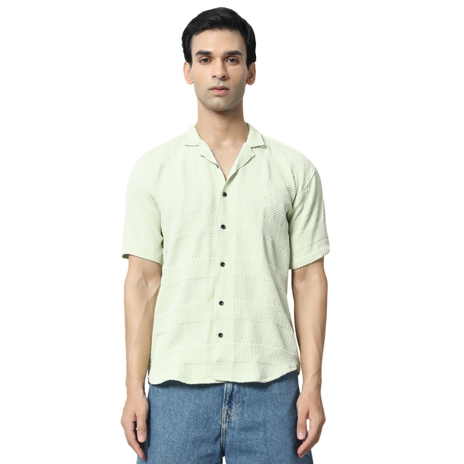 Diverse Men’s Popcorn Spread Collar Half Sleeve Checks Slim Fit Casual Shirt | Trendy Checks Popcorn Shirts