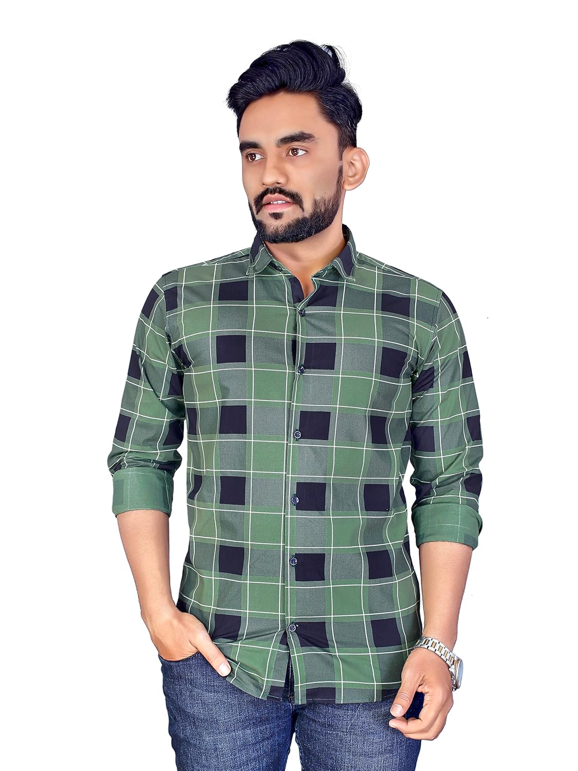 ELYYORK Shirt Color Green for Men’s | Cotton Abstract Printed Shirts | Regular Fit Shirts for Boy’s | Ideal for Travel | Picnic | Summer Wear Shirt for Men’s