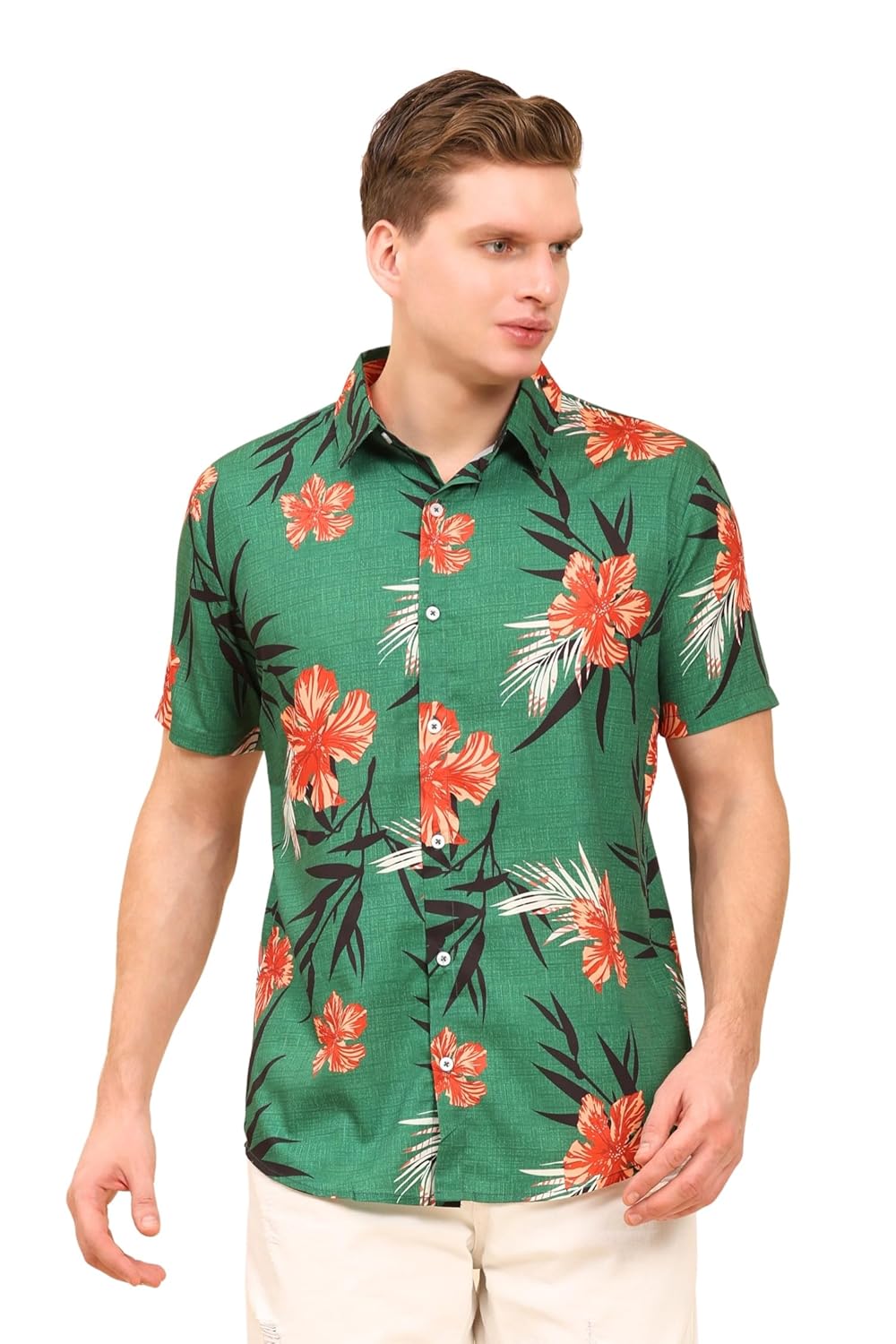 ENCIGER Men’s Hawaiian Tropical Print Shirt – Casual Summer Beach Resort Wear – Short Sleeve Button Down Floral Shirts for Men