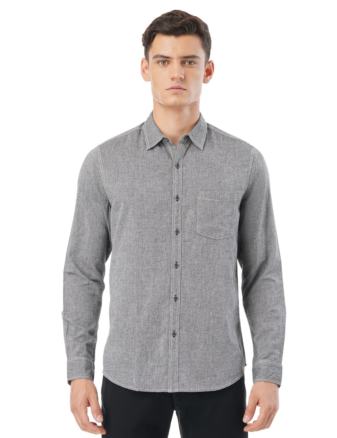 FYLTR Men’s 100% Cotton Chambray | Soft & Comfortable | Casual Shirt | Shirts for Men