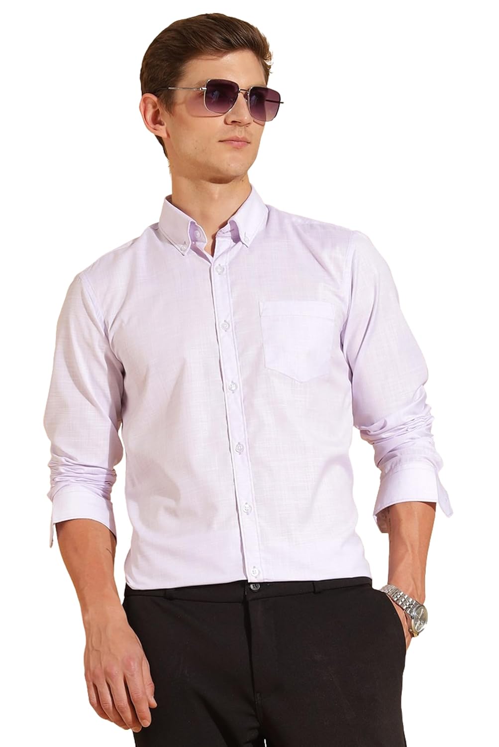 FYLTR Men’s Regular Fit Shirt – Full Sleeve | Functional Pocket | Button Down Collar | Formal Shirts for Men