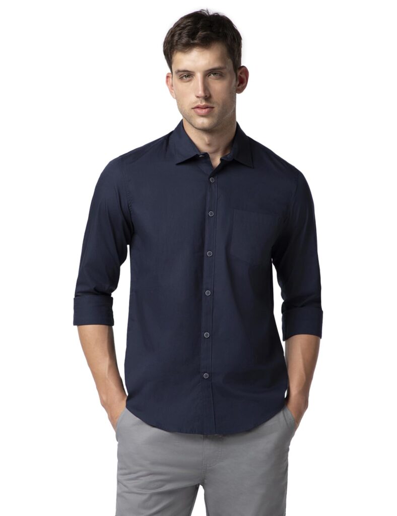 FYLTR Men’s Solid 100% Cotton Casual Full Sleeves Regular Fit Shirt with Pocket
