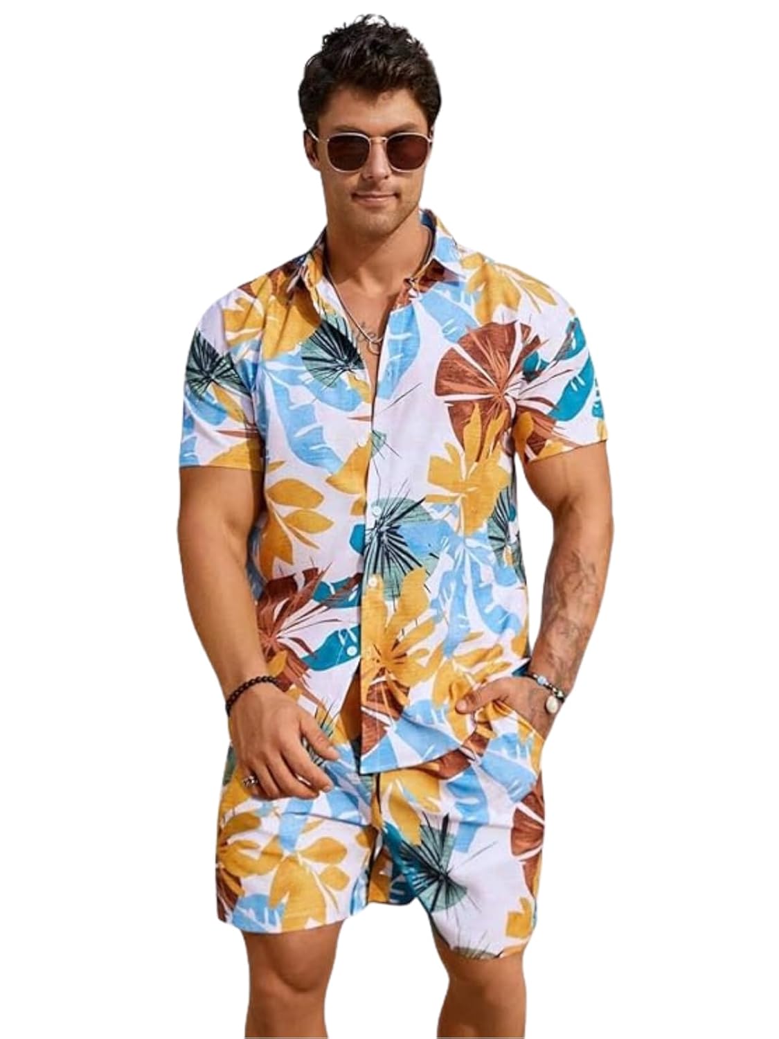 GRECIILOOKS Men Rayon Co Ord Set For Men | Men Cord Set | Night Suit For Men | T-Shirt And Shorts Set For Men | Night Dress For Men | Pyjama Set For Men