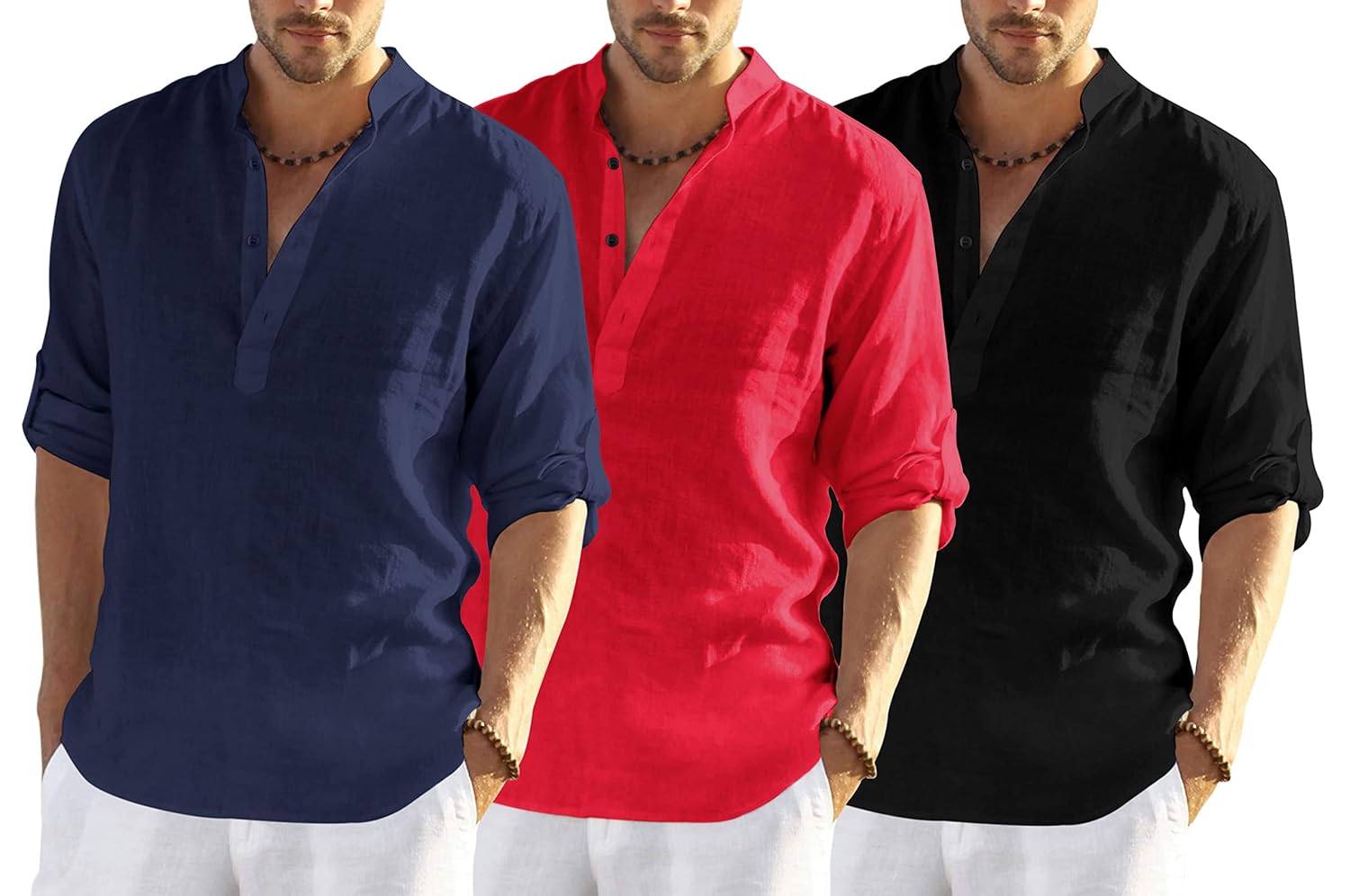 HEMRIN Men’s Solid Cotton Blend Straight Kurta HEMRIN Men’s Solid Cotton Blend Straight Kurta