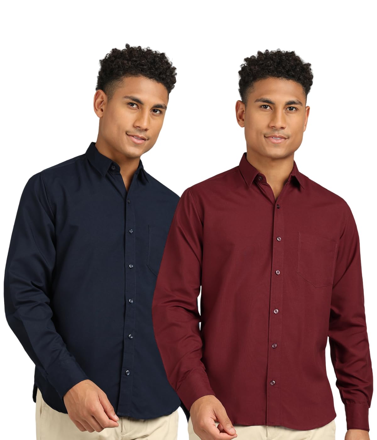INKKR Men Regular Fit Solid Casual Collar Shirt