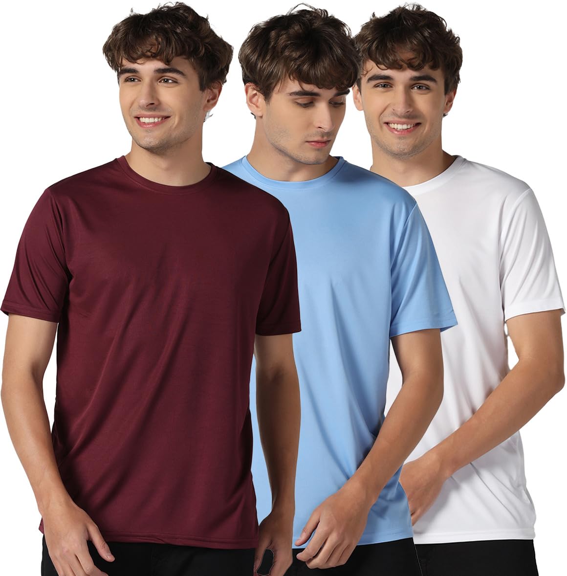 INKKR Men’s Short Sleeve Round Neck Dry Fit Multicolor T-Shirt Combo