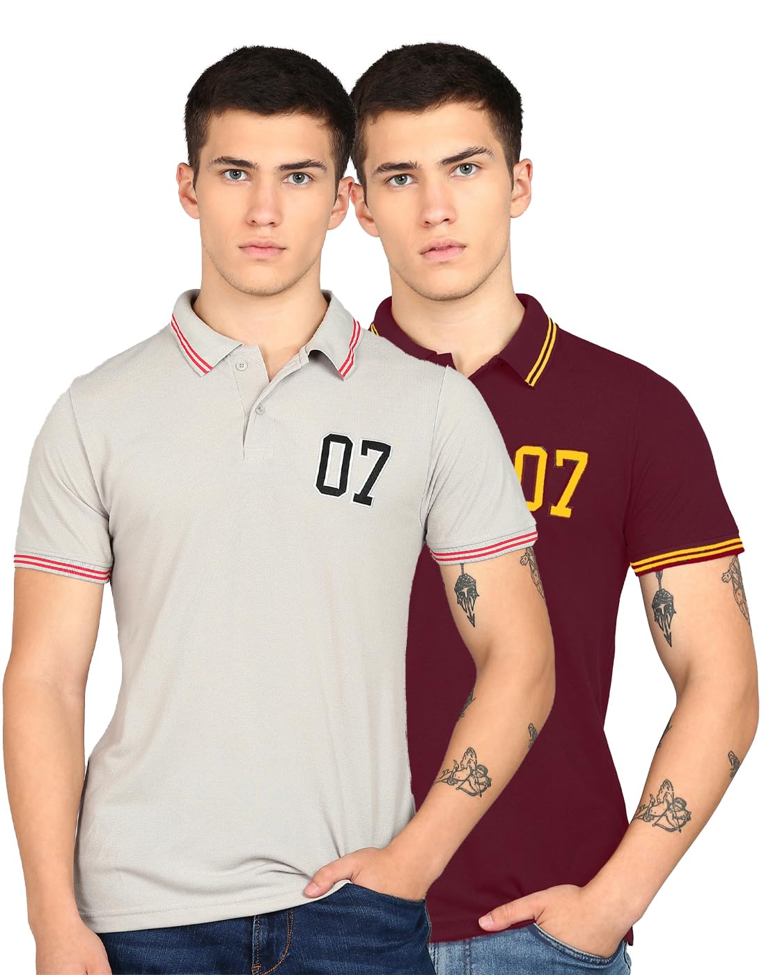 INKKR Men’s Soild Half Sleeve Polo T-Shirt Combo