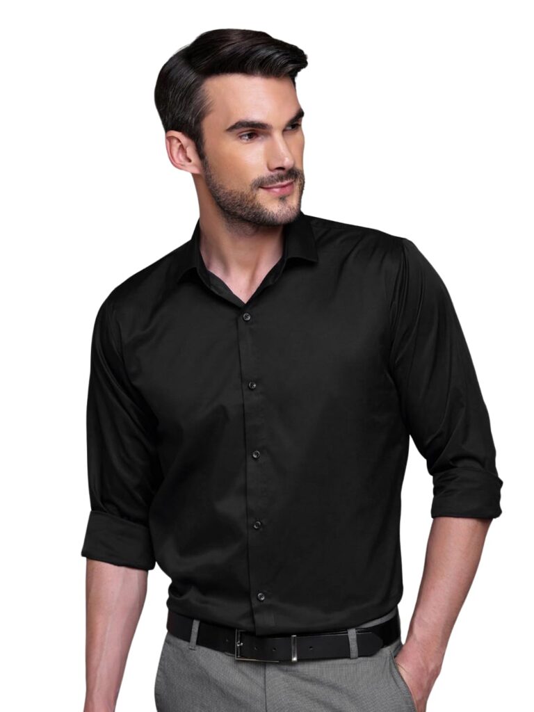 IndoPrimo Men’s Classic fit Casual Solid Satin Shirt for Men Full Sleeve – Satya