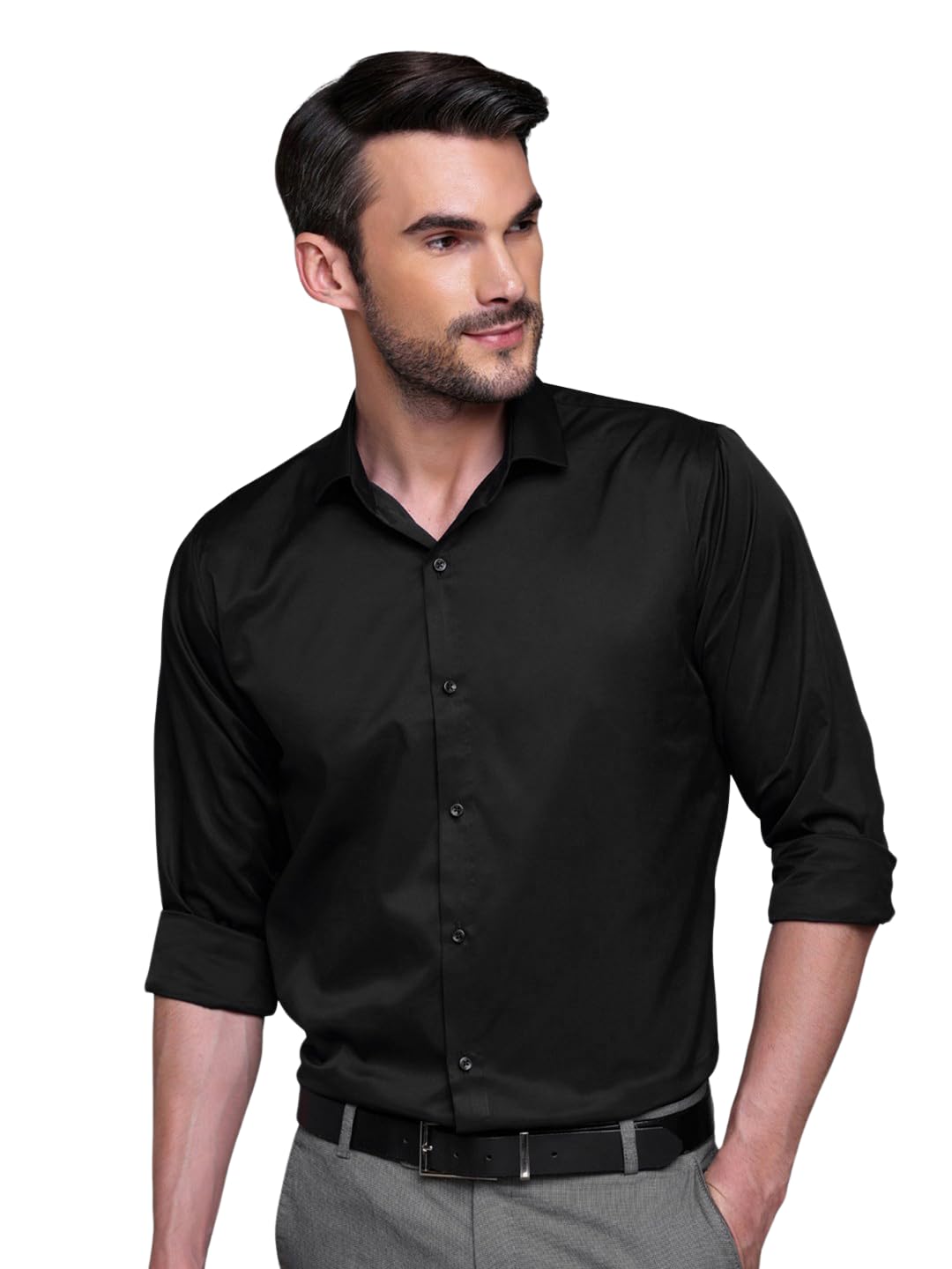 IndoPrimo Men’s Classic fit Casual Solid Satin Shirt for Men Full Sleeve – Satya