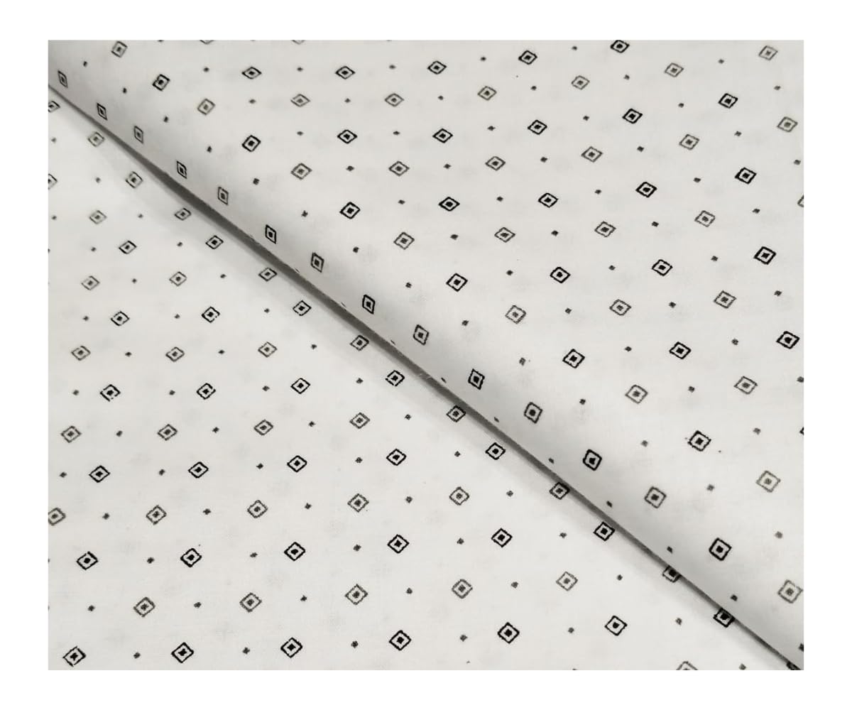 JETHIYA Unstitched White Printed 100% Pure Cotton Shirt Fabrics for Men’s Clothing Material JETHIYA Unstitched White Printed 100% Pure Cotton Shirt Fabrics for Men’s Clothing Material