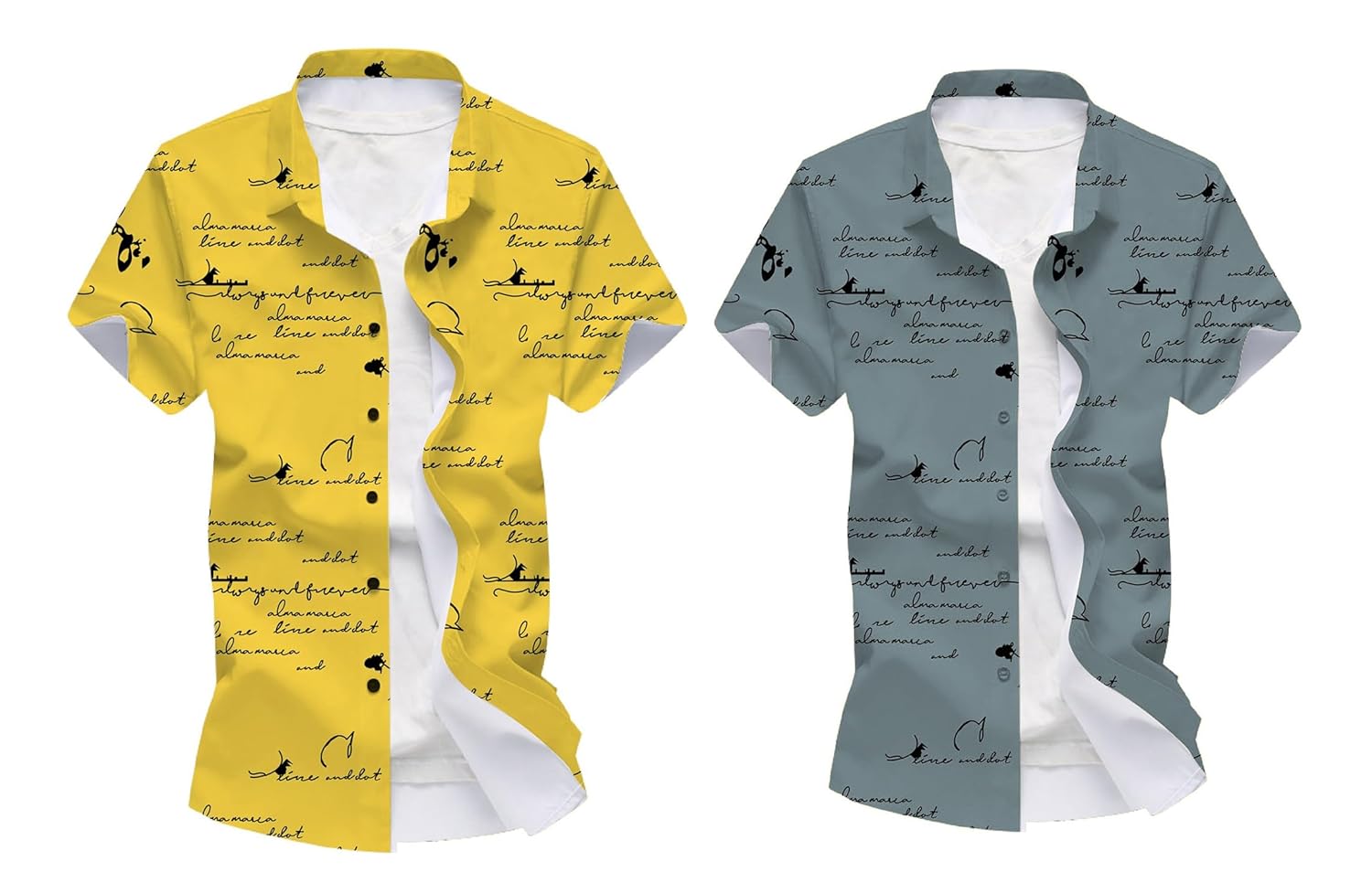 KADIYU Half Sleeve Casual Printed Shirts for Men Regular Fit Printed Spread Collar Casual Shirt Lycra Fabric with Combo Shirt (Pack of 2) KADIYU Half Sleeve Casual Printed Shirts for Men Regular Fit Printed Spread Collar Casual Shirt Lycra Fabric with Combo Shirt (Pack of 2)