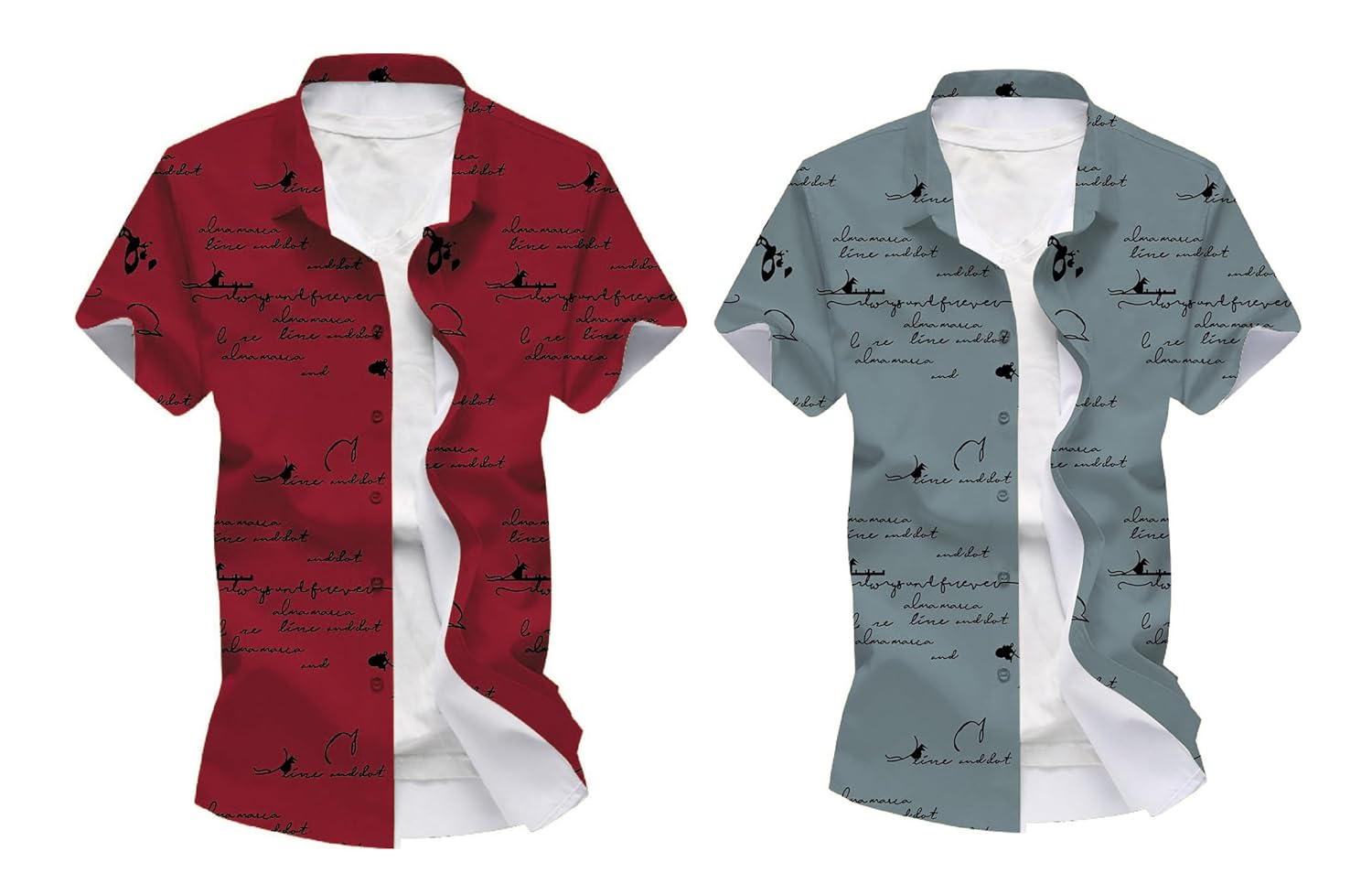 KADIYU Half Sleeve Printed Shirts for Men Regular Fit Printed Spread Collar Casual Shirt Lycra Fabric with Combo Shirt (Pack of 2)