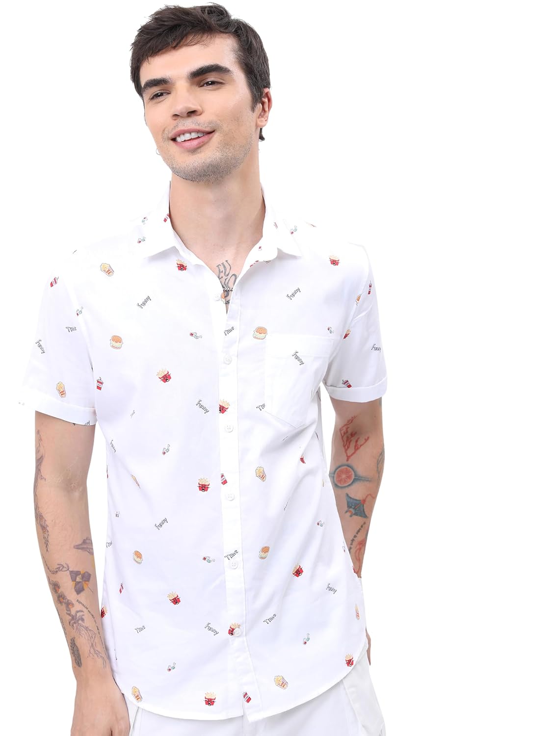 KETCH Men’s Cotton Slim Fit Printed Half Sleeve Shirt KETCH Men’s Cotton Slim Fit Printed Half Sleeve Shirt