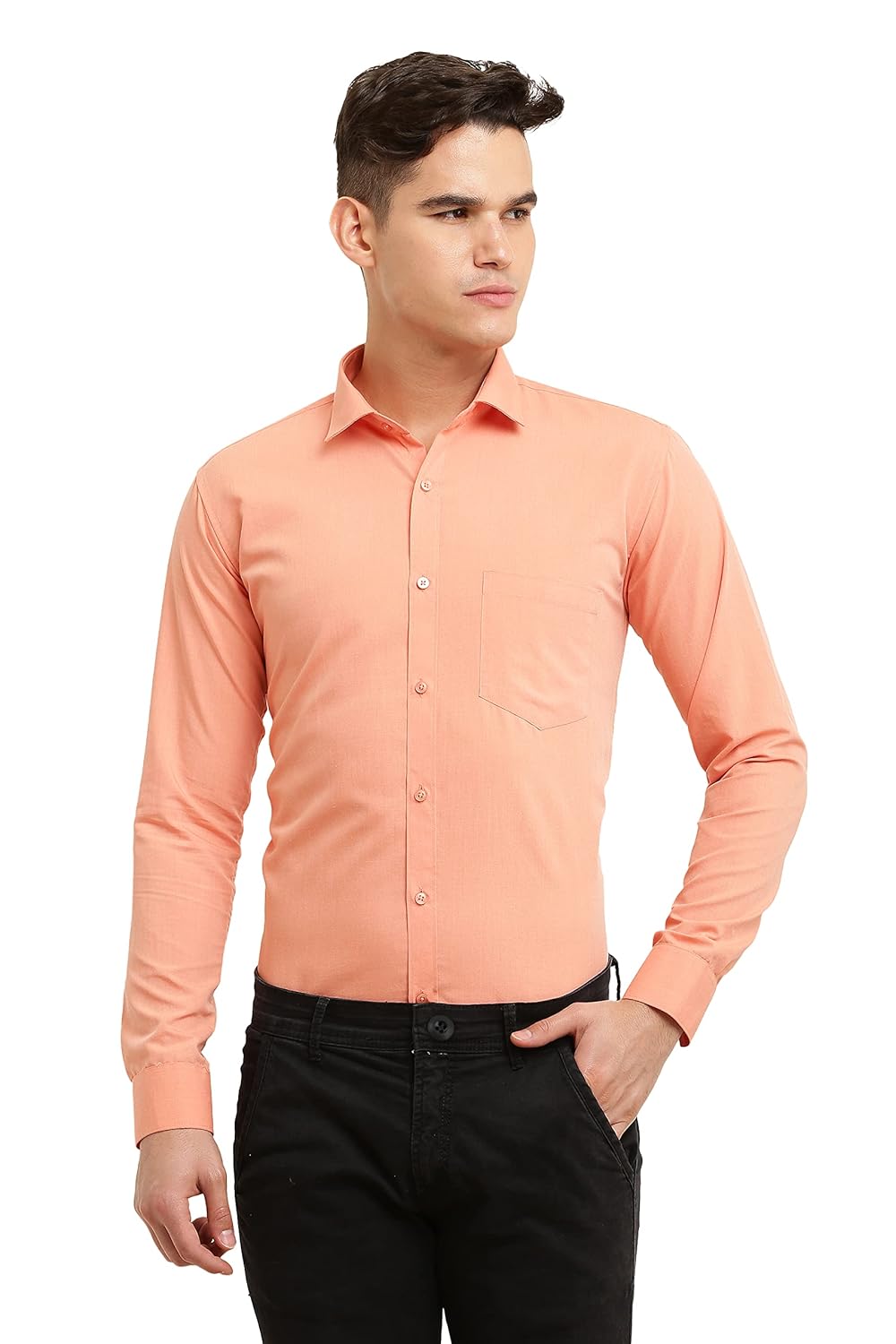 LIBOZA – Westever Formal Shirt for Men – Plain Full Sleeves Cotton Slim Fit Regular Shirts for Office