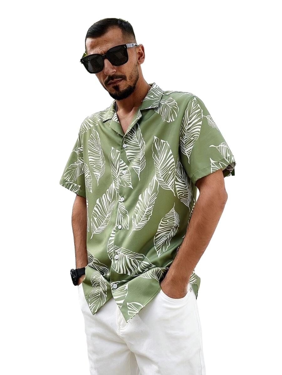 LookMark Men’s Print Vibrant Printed Half Sleeve Loose Fit Casual Shirt in Cotton Blend – Perfect for Beach Days, Everyday Comfort, and Effortless Style