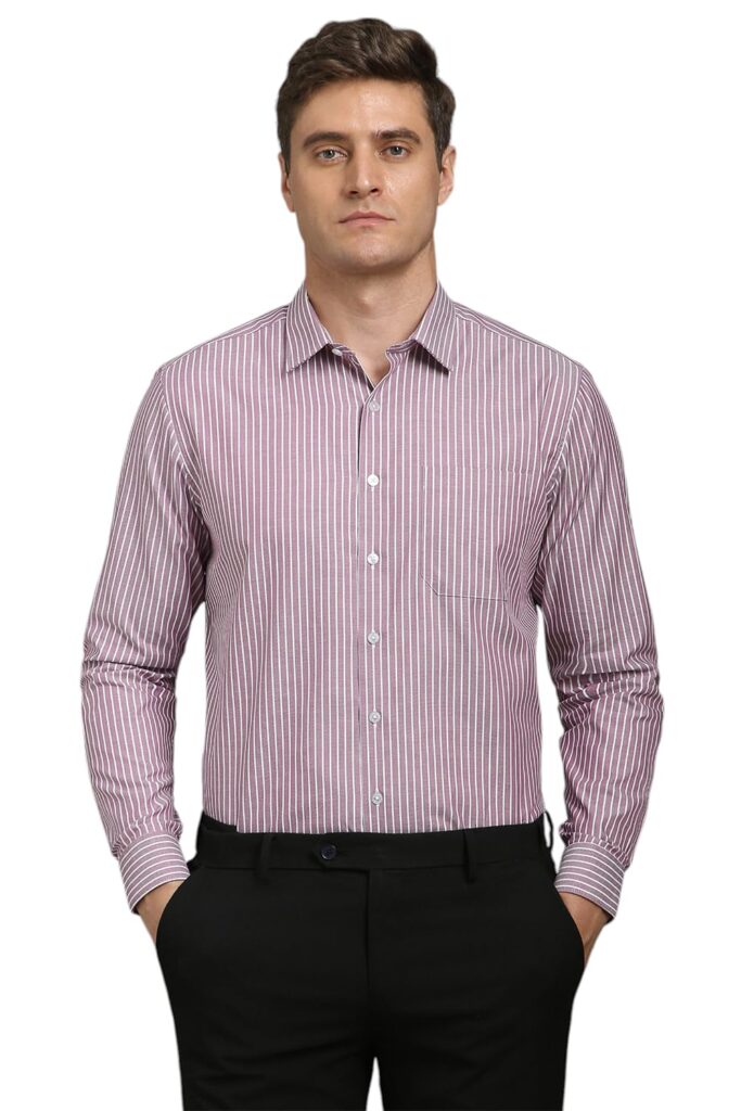Louis Philippe Men’s Easy to Iron Premium Cotton Wrinkle Resistant Slim fit Striped Formal Shirt Louis Philippe Men’s Easy to Iron Premium Cotton Wrinkle Resistant Slim fit Striped Formal Shirt
