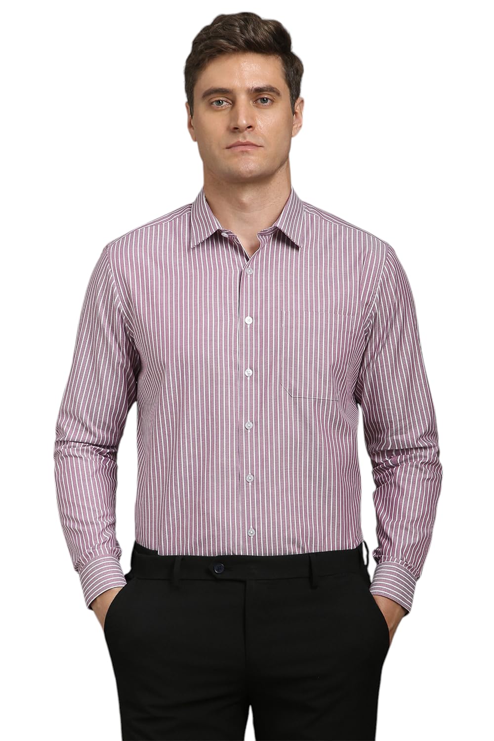 Louis Philippe Men’s Easy to Iron Premium Cotton Wrinkle Resistant Slim fit Striped Formal Shirt Louis Philippe Men’s Easy to Iron Premium Cotton Wrinkle Resistant Slim fit Striped Formal Shirt
