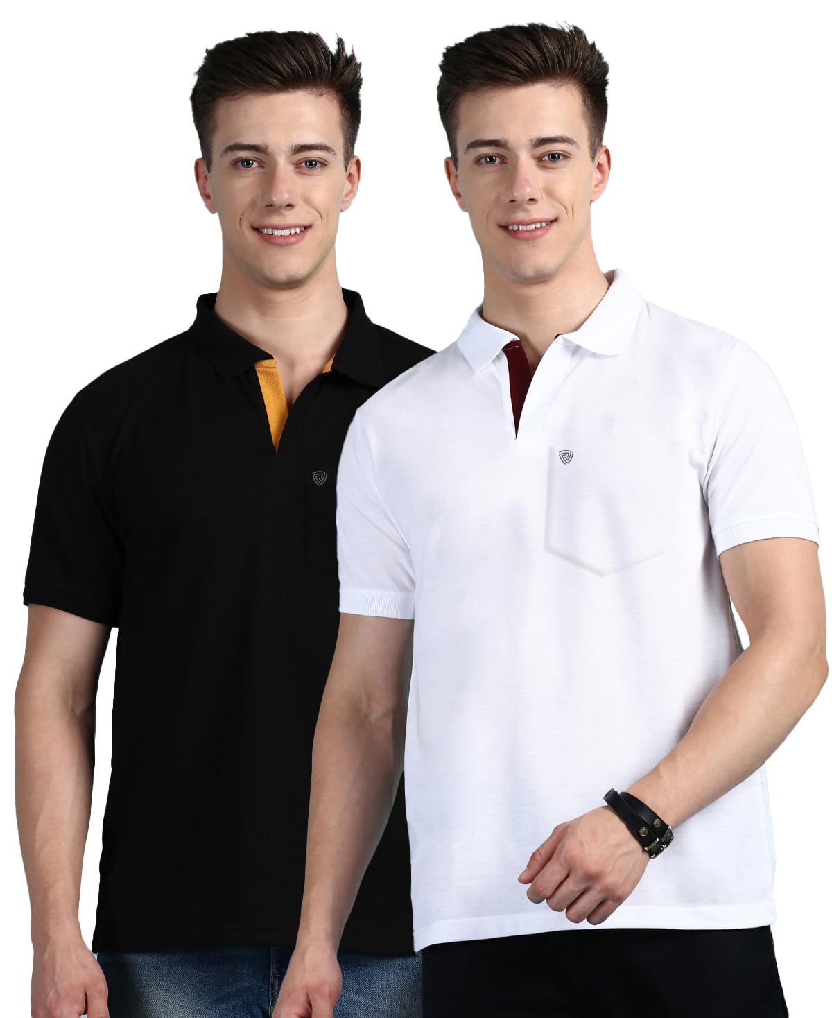 Lux Cozi Men’s Regular Fit Polo Neck Half Sleeve Solid Casual T-Shirt with Chest Pocket | Pack of 2 |