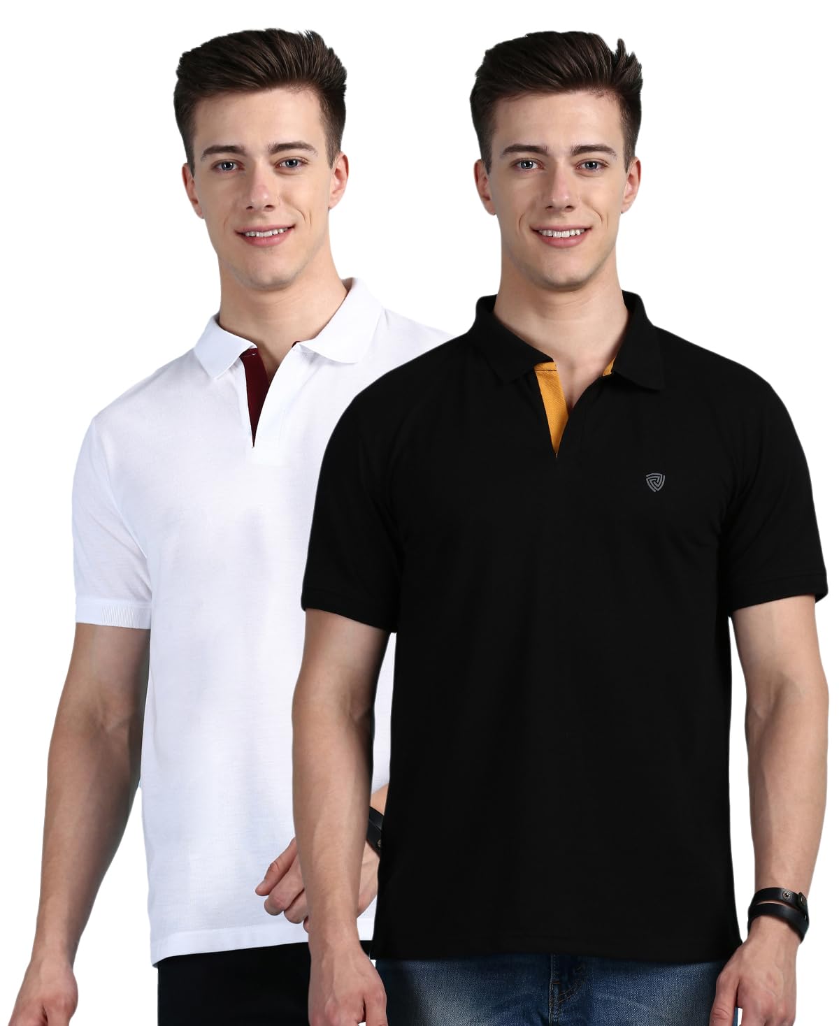 Lux Cozi Men’s Super Combed Cotton Rich Solid Regular Fit Polo Neck Half Sleeve Casual T-Shirt | Polo T-Shirt for Men | Pack of 2 |