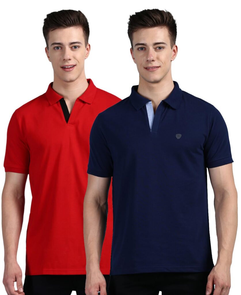 Lux Cozi Regular fit Half Sleeves Polo Neck T-Shirt for Men |Polo Casual T-Shirt for Men | 100% Combed Cotton – Color Fresh, Quick Dry, Ultra Soft | Pack of 2 |
