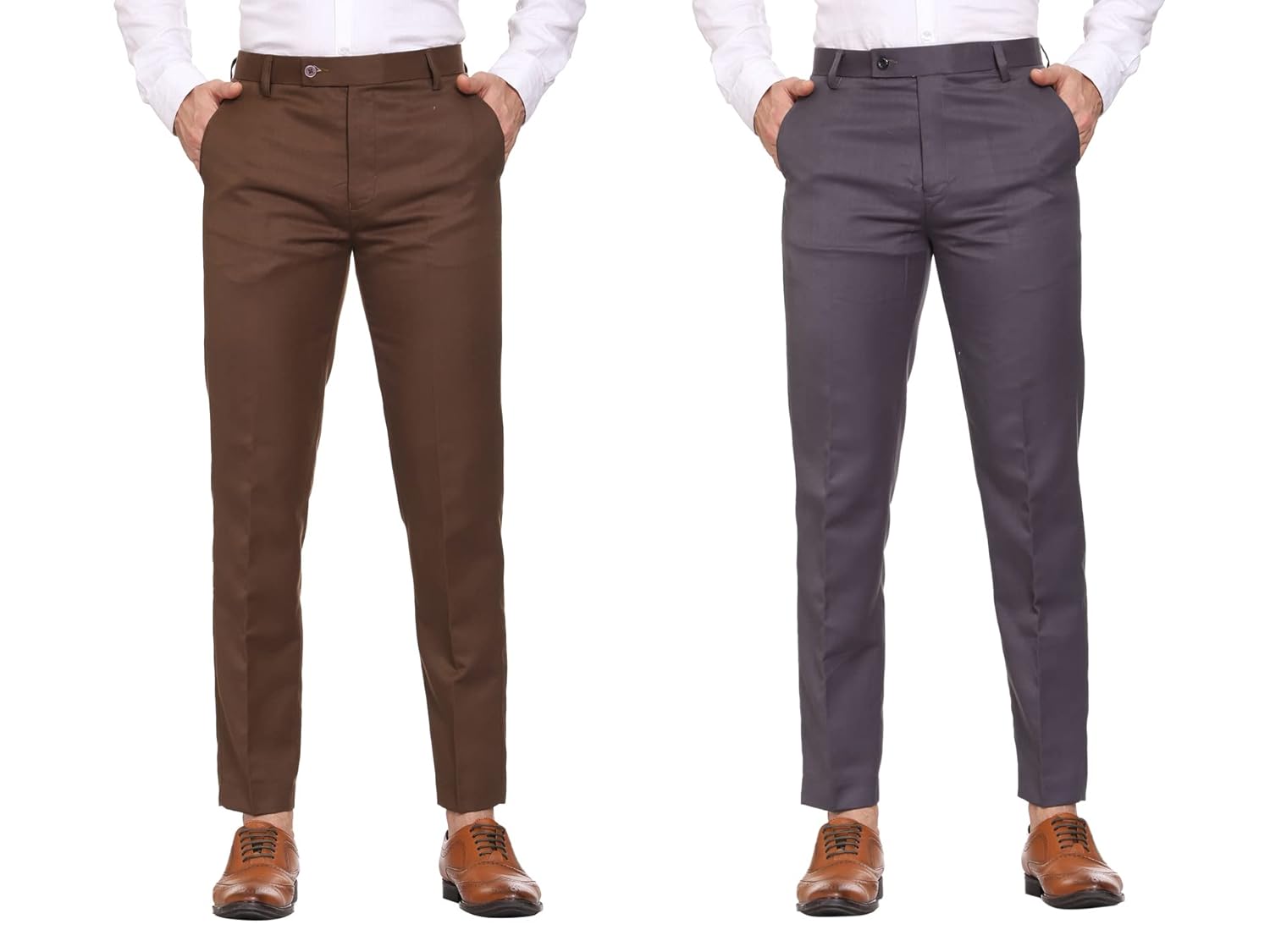 MALENO Men’s Solid Formal Pants |Regular Fit Casual Trouser | Slim Fit Trouser Combo for Men (Pack of 2)