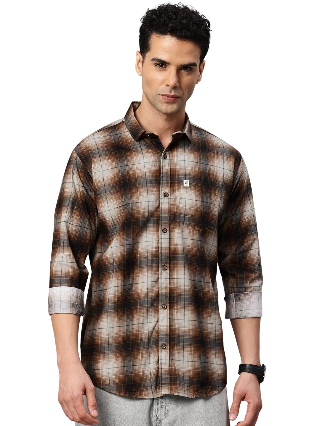 Majestic Man Men Comfort Slim Fit Opaque Checked Pure Cotton Casual Shirt