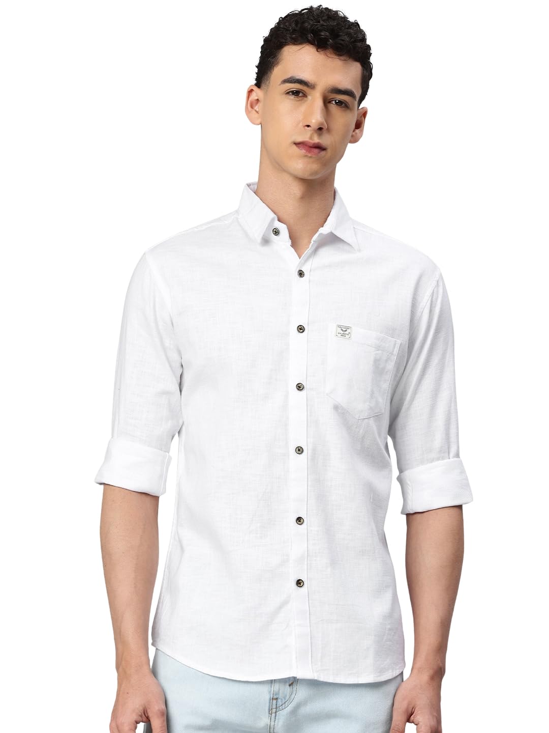 Majestic Man Pure Cotton Smart Slim Fit Opaque Solid Casual Shirt