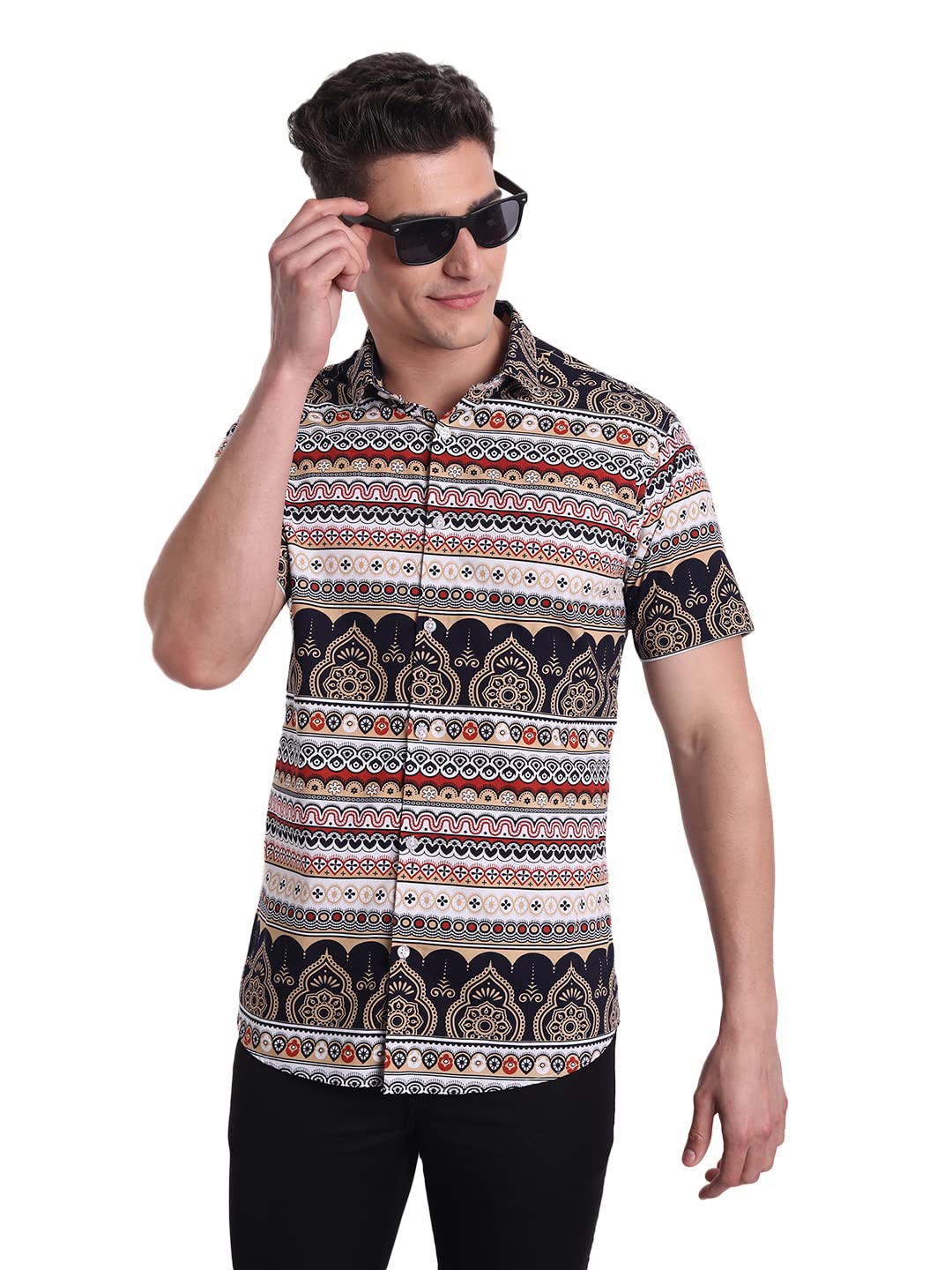 Majestic Man Slim Fit Cotton Casual Printed Shirt for Men