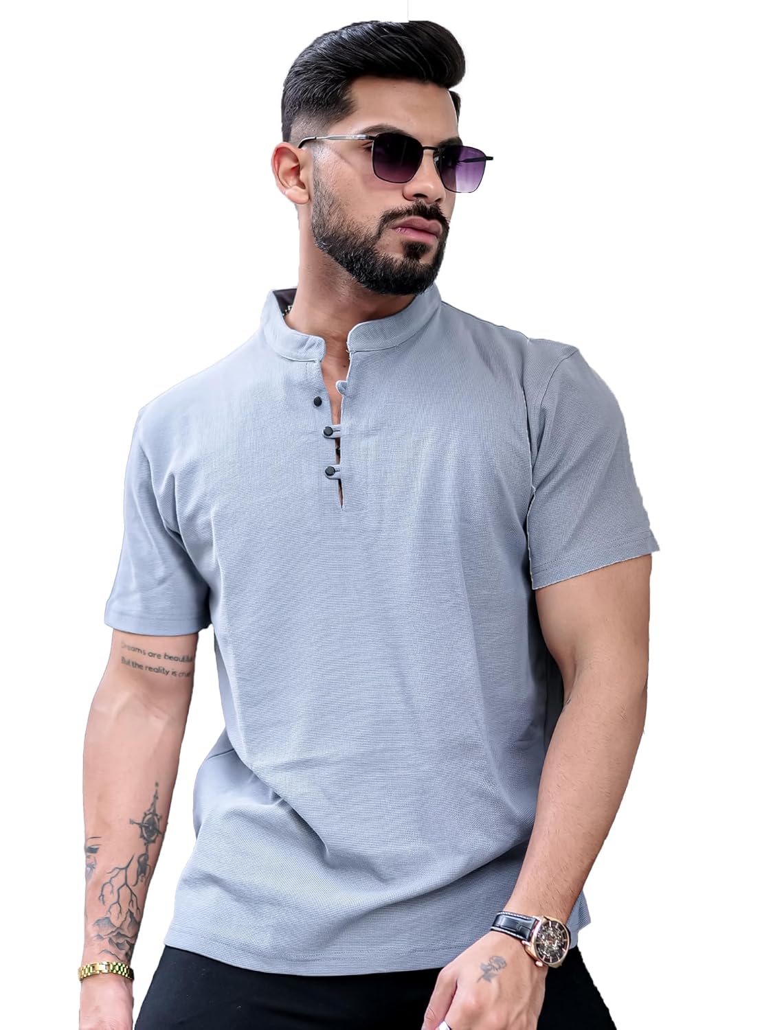 Maniac || Mens || Solid || Henley Neck || Half Sleeve || Cotton || Oversized || T-Shirt Maniac || Mens || Solid || Henley Neck || Half Sleeve || Cotton || Oversized || T-Shirt