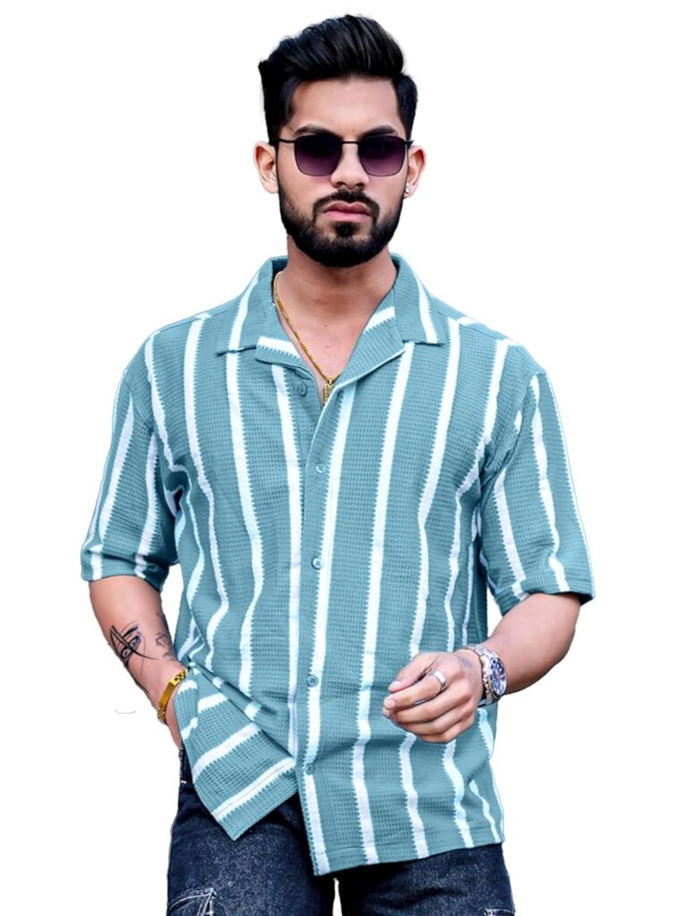 Maniac || Mens || Striped || Collared Neck || Half Sleeve || Popcorn Knitted || Shirt Maniac || Mens || Striped || Collared Neck || Half Sleeve || Popcorn Knitted || Shirt