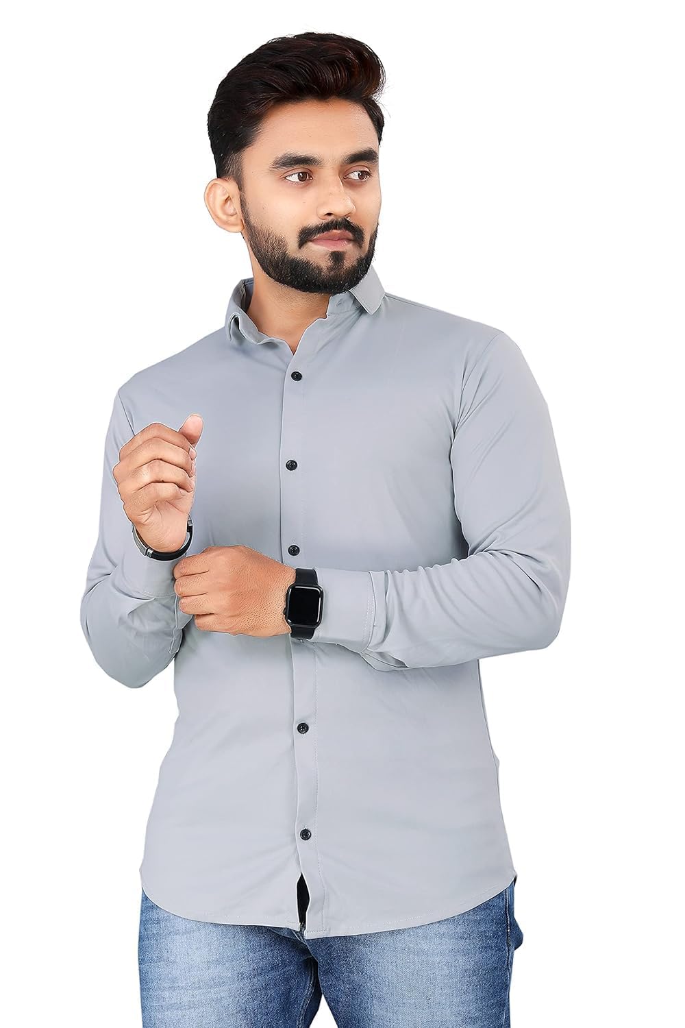 Mens Casual Plain Full Sleeve Strachable Shirt