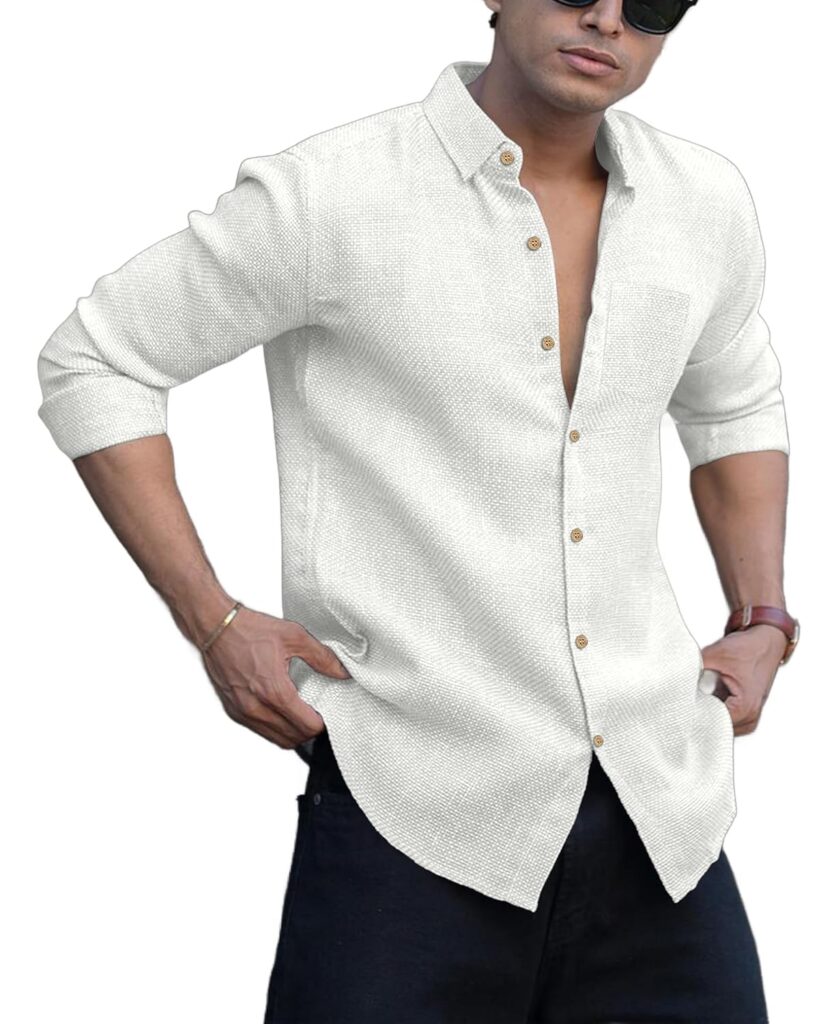 Men’s Solid Linen Cotton Shirt | Casual | Plain | Full Sleeve | Summer-Regular Fit| Men Stylish Shirt | Everyday Formal Wear