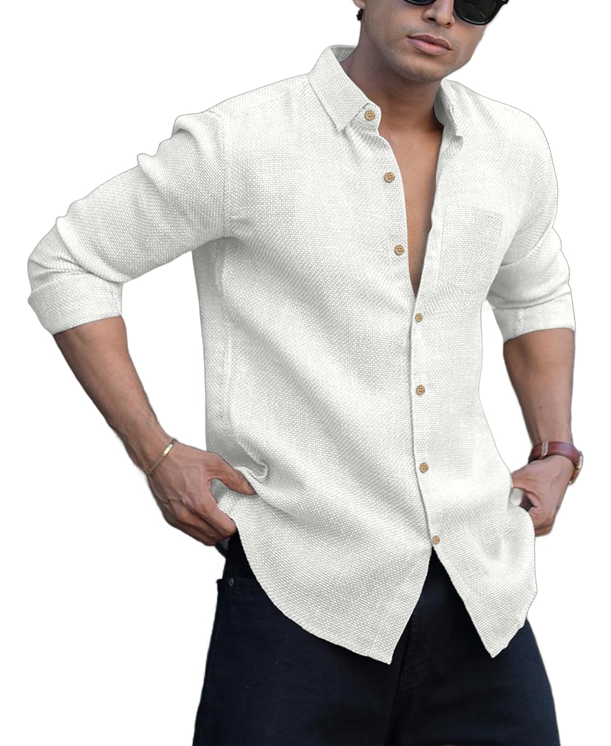 Men’s Solid Linen Cotton Shirt | Casual | Plain | Full Sleeve | Summer-Regular Fit| Men Stylish Shirt | Everyday Formal Wear