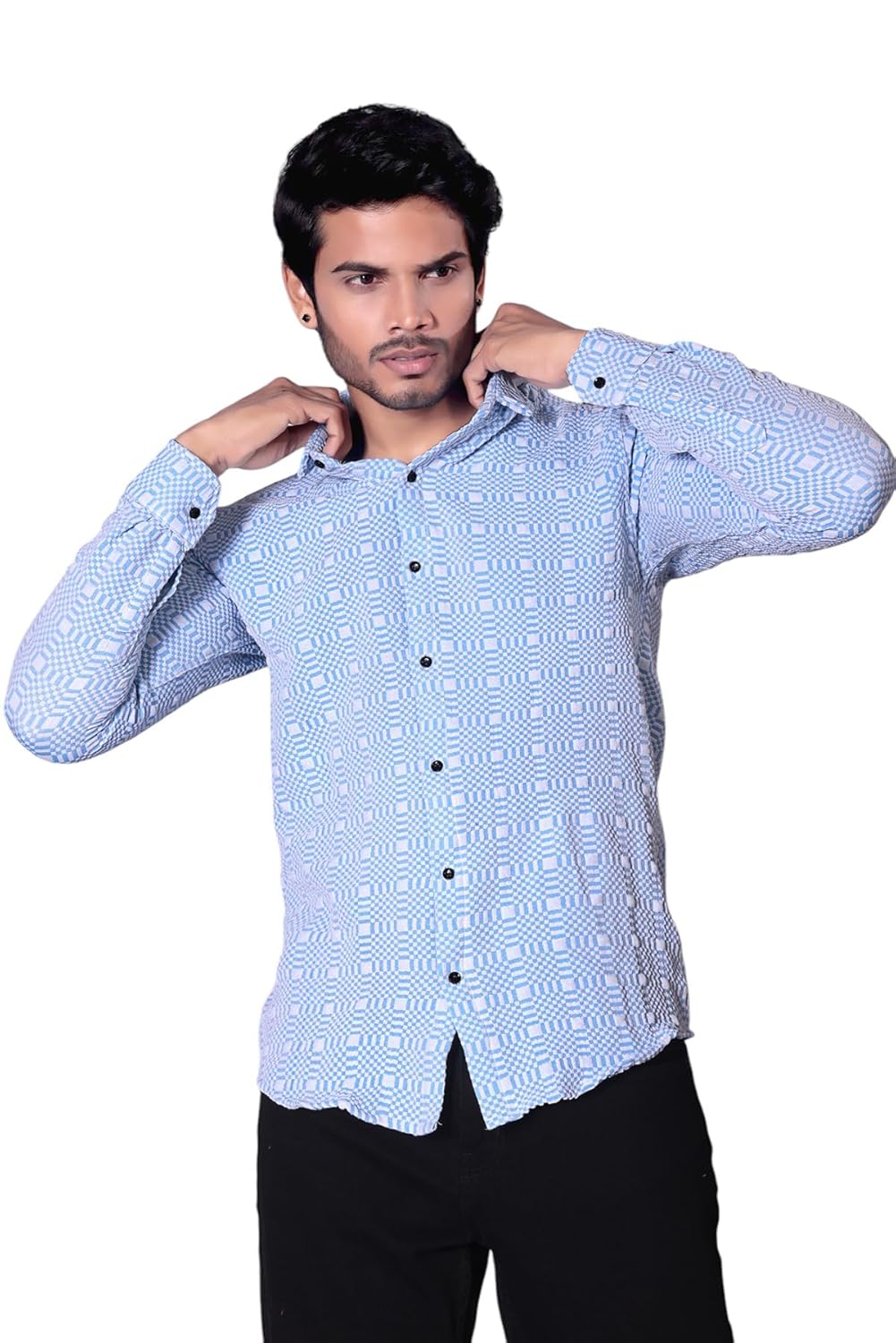 Men’s Stylish Branded Premium Geometric Print Cotton Popcon Stylish Wedding Full Sleeves Casual Shirt