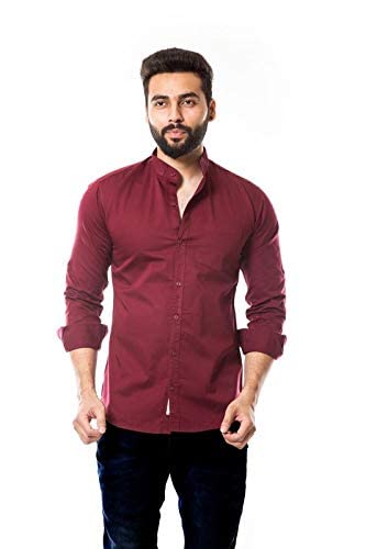Moudlin Solid Men’s Mandarian Collar Shirt Shirt by Maruti Online