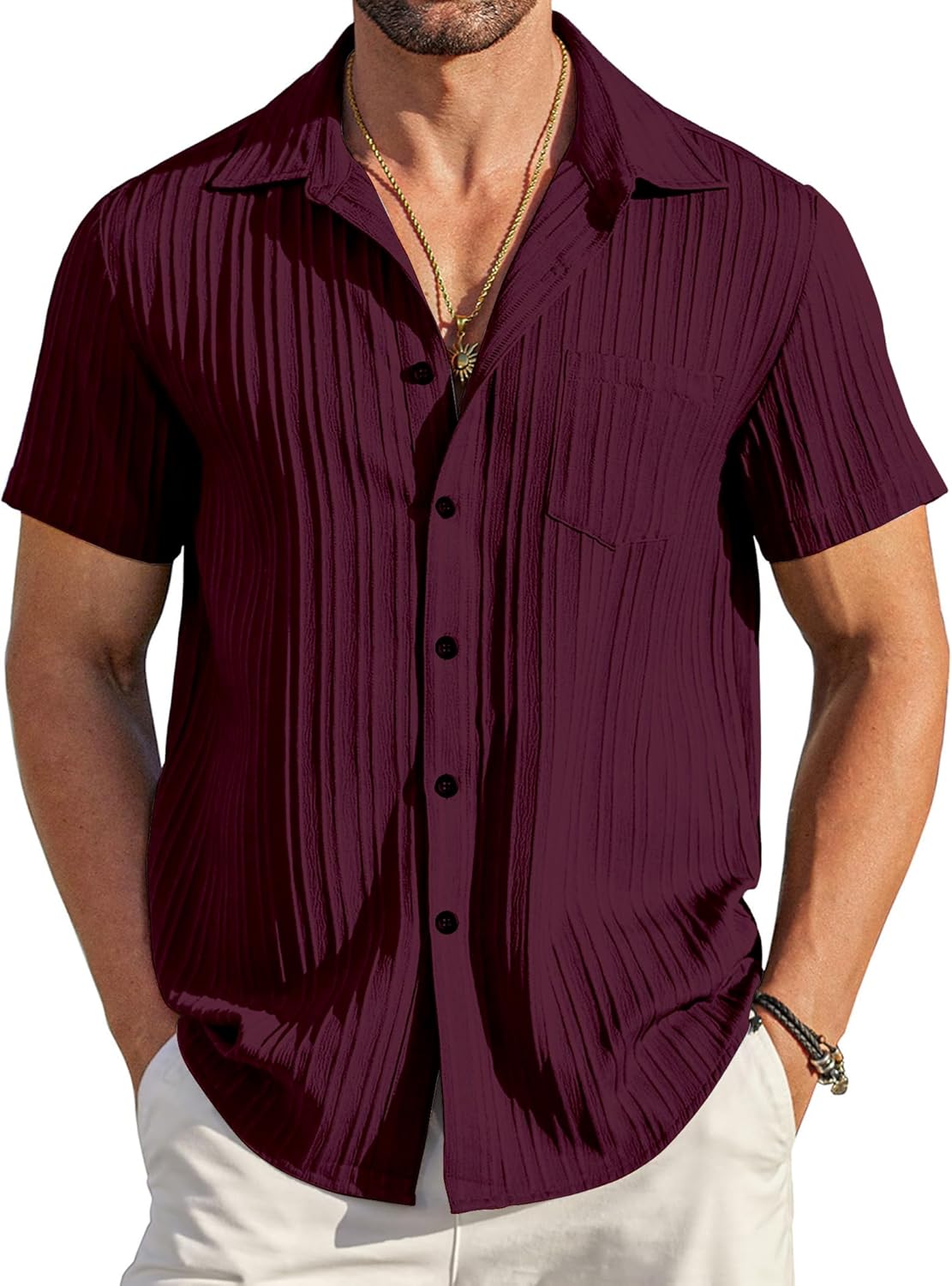 NexaFlair Casual Shirt for Men – Popcorn Style with Spread Collar