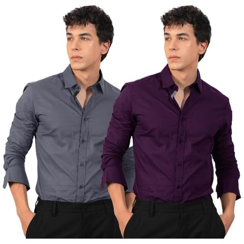 Pinkmint Cotton Soild Combo Men Shirt Formmal Wear Office Wear Regular Fit Shirt