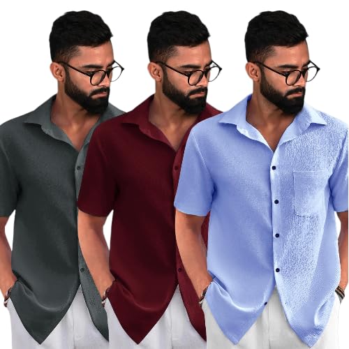 Pinkmint Popcorn Regular Fit Half Sleeve Shirt for Men Combo Casual Shirt ll Sumeer Wear