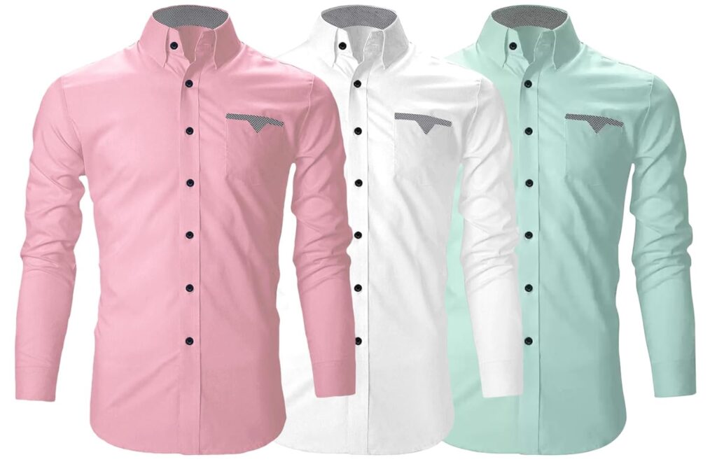 ROYALSCOUT Men’s Combo Cotton Casual Shirt Pack of 3 Perfect for Daily Use, or Office Gatherings