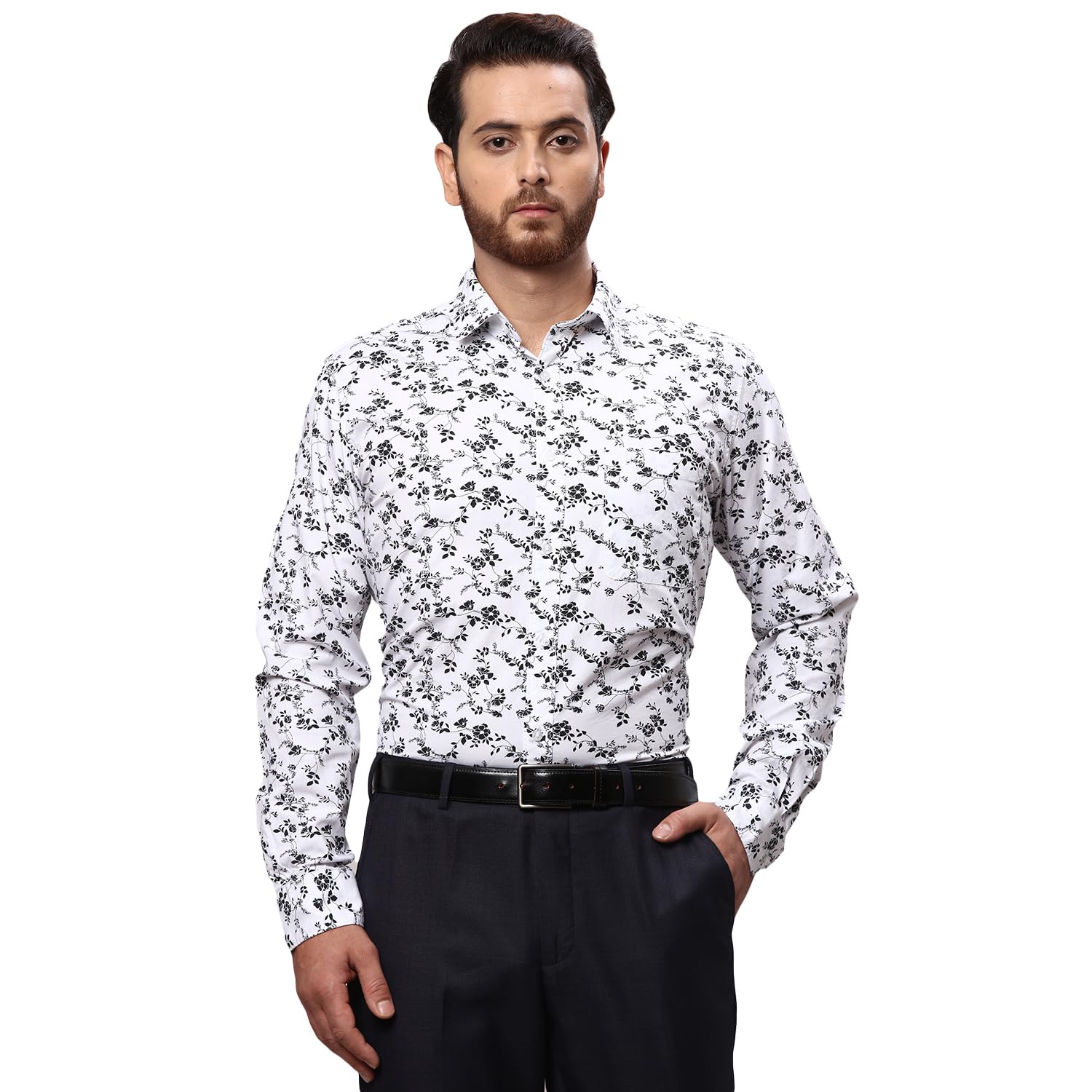 Raymond Men’s Pure Cotton Print Pattern Slim Fit Regular Collar Full Sleeve Casual Shirt Raymond Men’s Pure Cotton Print Pattern Slim Fit Regular Collar Full Sleeve Casual Shirt