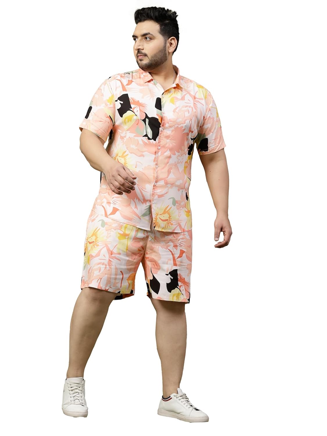 Rigo Printed Co-Ord Set for Men | Casual Plus Size Shirt & Shorts Night Suit | Lounge-Wear Nightdress Pajama Set | Beach, Vacation Outfit