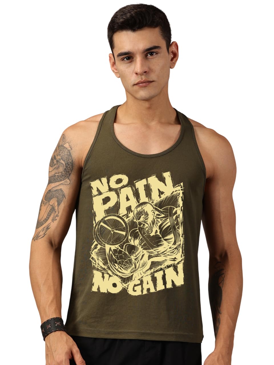 RodZen Men’s Polyester Regular Fit Printed Sleeveless Gym Wear, Casual Wear T-Shirt/Tank Top