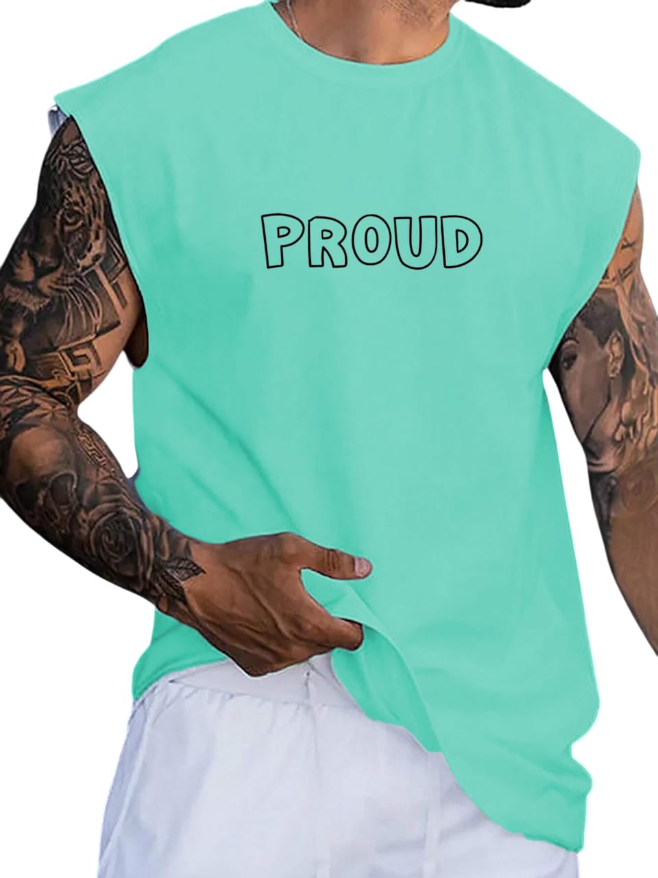 RodZen Mens Polyester Tank Tops Sleeveless Round Neck T-Shirt for Gym, Running and Outdoor