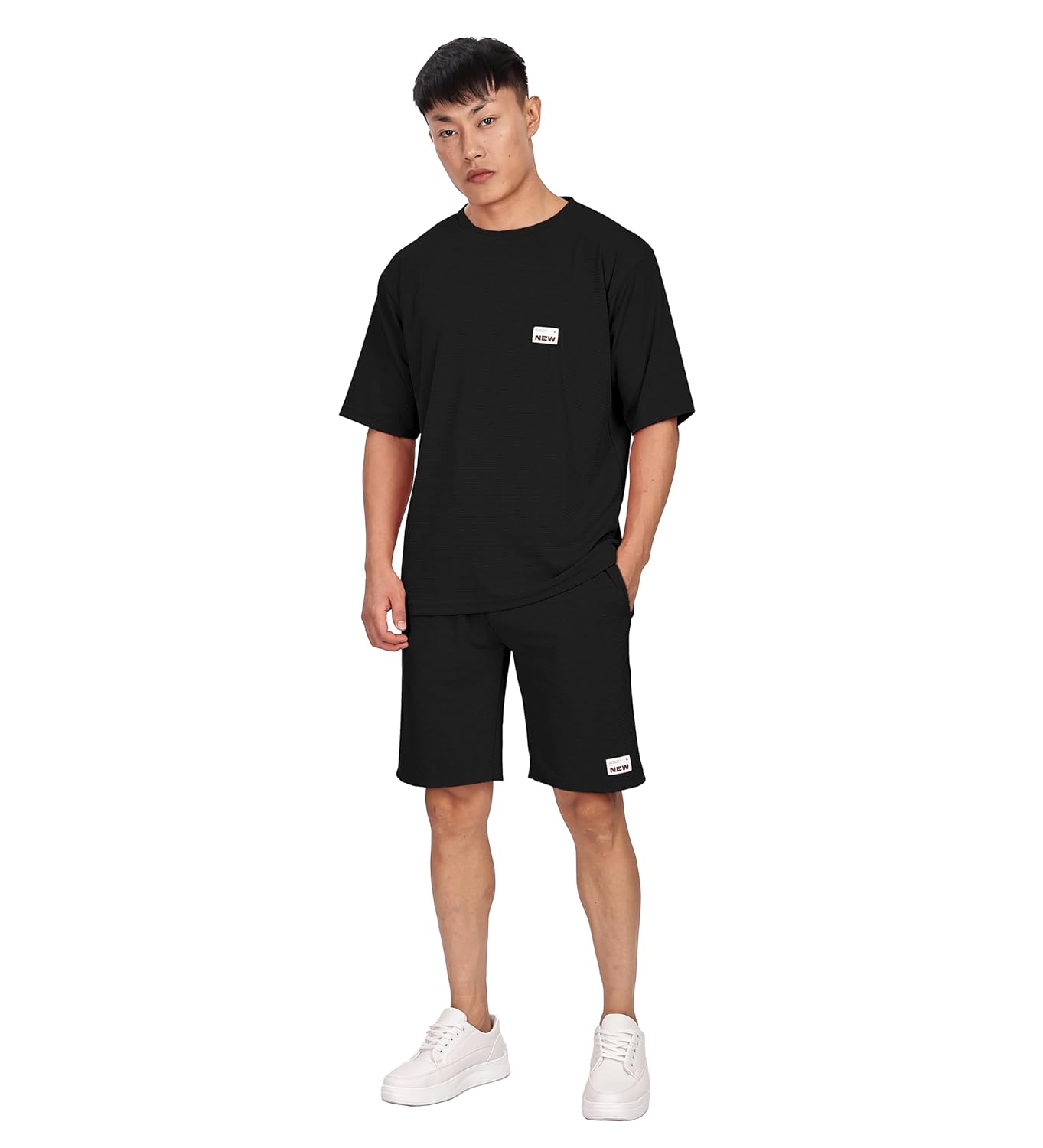 SHODOX®Mens Solid Relaxed Fit Tshirt and Short Set (Pack of 1)