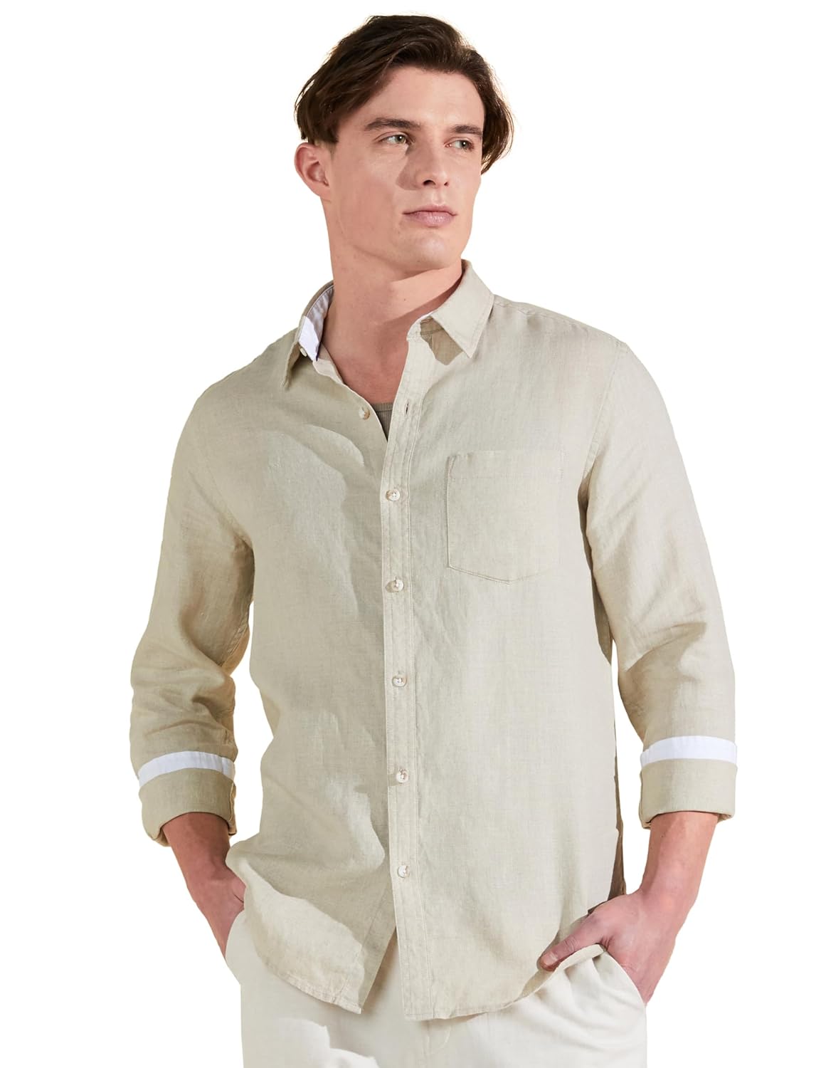 Symbol Premium Men’s Pure Linen Solid Casual Shirt (Regular Fit)
