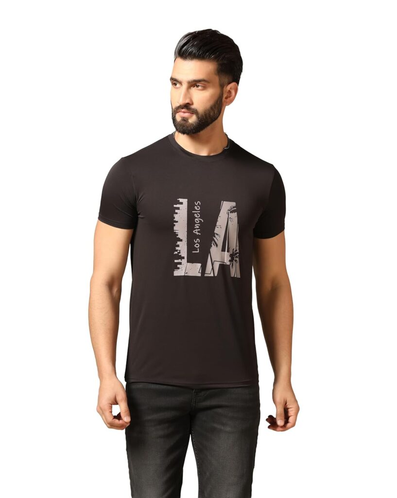 TAGDO Men’s Casual Text Printed Heavy Lycra T-Shirt