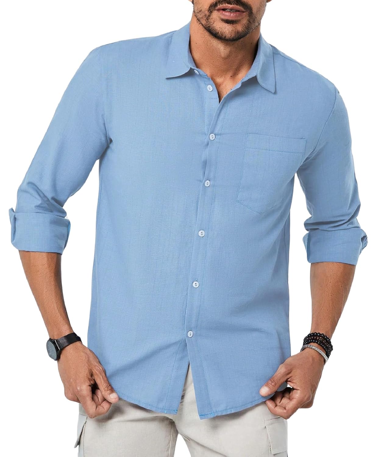 TAGDO Men’s Cotton Blend Full Sleeve Solid Shirt with Pocket (5169)