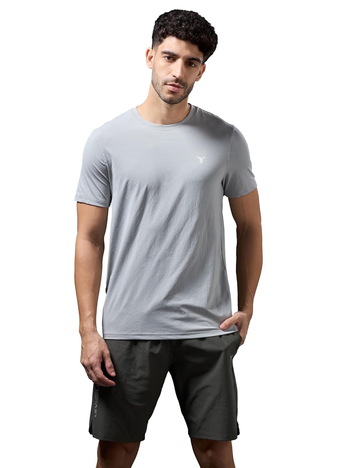 TECHNOSPORT Men’s Slim Fit Solid Short Sleeve Crew Neck T-Shirt with Cotflex, Quick Dry and Wrinkle Resistance Fabric for Gym, Regular Usage and Sports