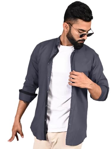 Tee Projekt Shirt for Men Cotton Spread Collar Button Down Long Sleeve Shirt HOME, Regular, Home (Pack of 1)