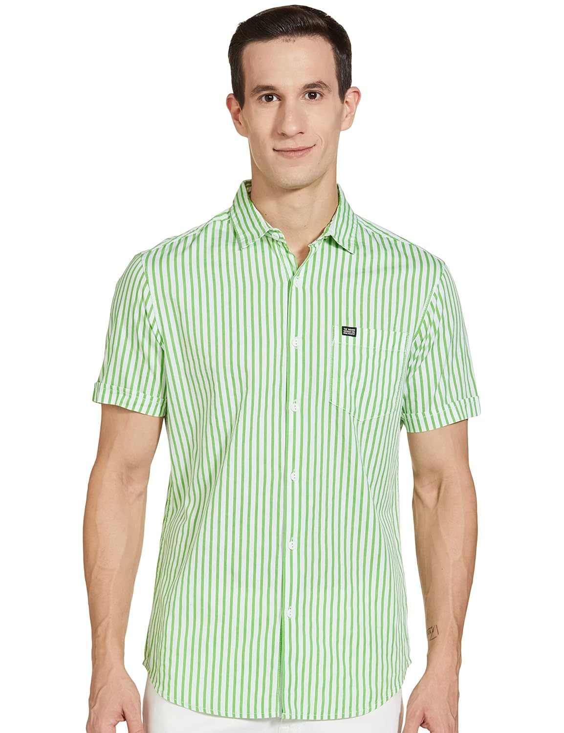 The Indian Garage Co Men’s Cotton Slim Fit Half Sleeves Spread Collar Casual Shirt